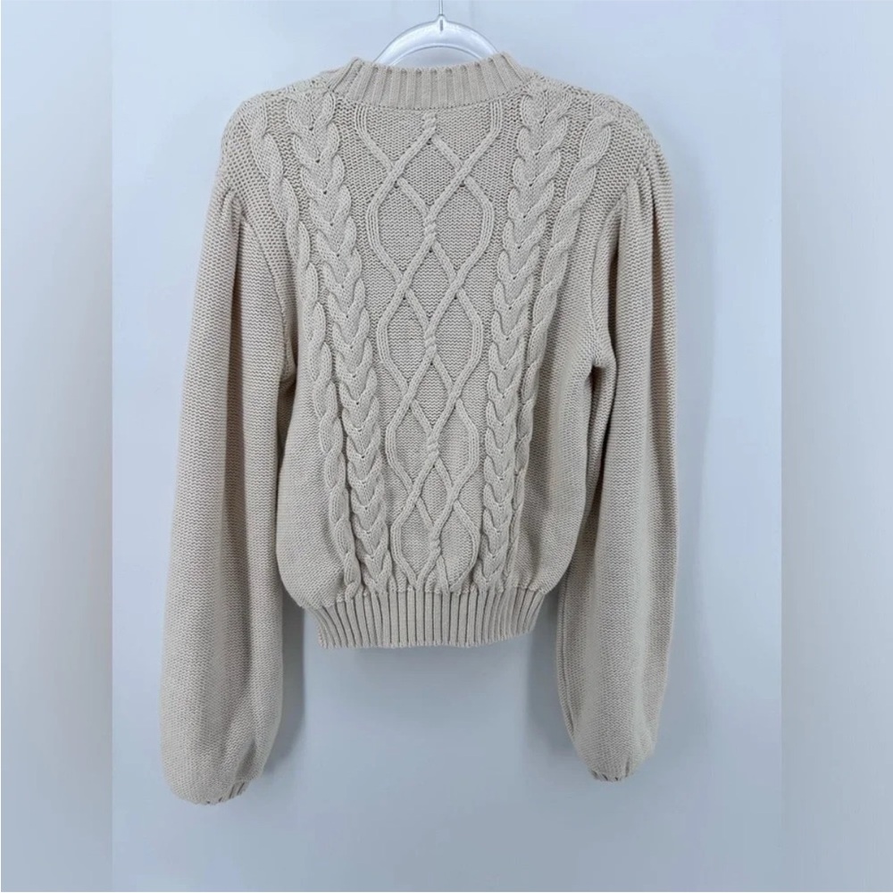 Rosie Assoulin Beige Rapunzel Cable Knit Sweater